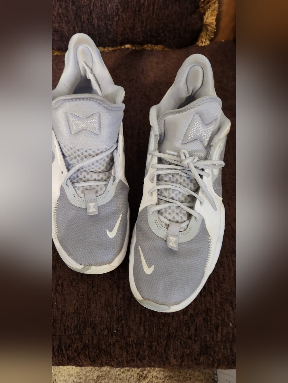 NIKE PG 5 + B Wolf Grey Colorway Basketball Shoes.